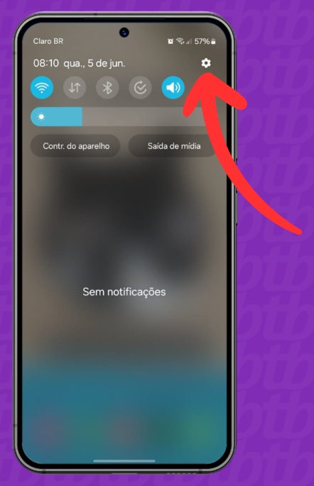Android: engrenagem das configurações destacada