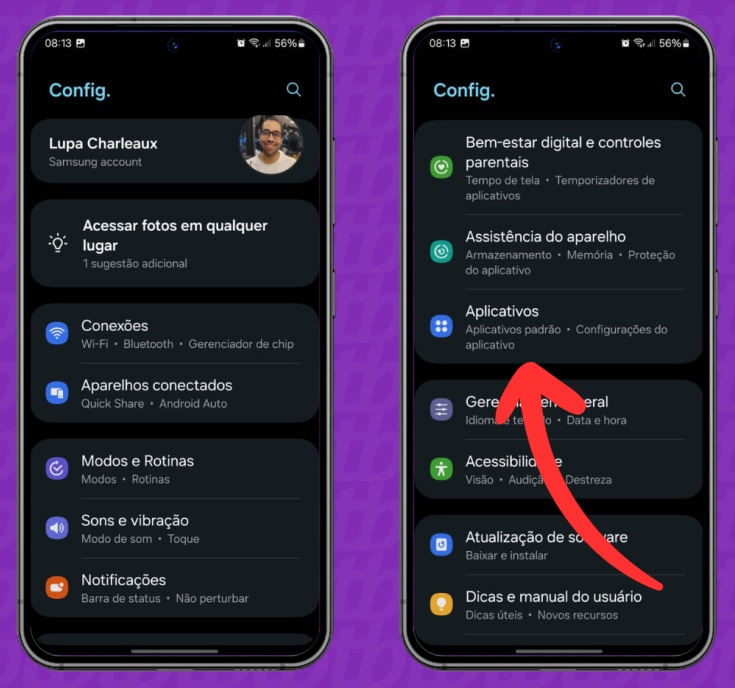 Android: menu Aplicativos destacado